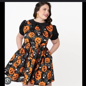 Unique Vintage Pumpkin Babydoll Dress